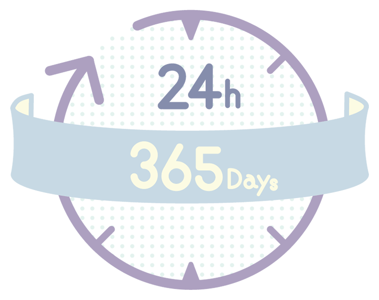 24時間365日サポートのイラスト